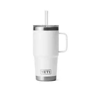 Rambler 25 oz Tumbler with Handle and Straw Lid, Travel Mug Water Tumbler, Vacuum Insulated Cup with Handle, Stainless Steel, White Rambler 25 oz Tumbler with Handle and Straw Lid, Travel Mug Water Tumbler, Vacuum Insulated Cup with Handle, Stainless Steel, White