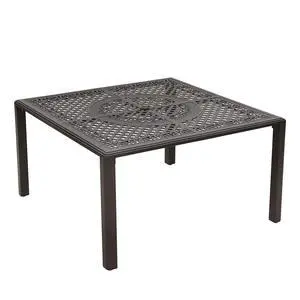 Outdoor Dining Table 4-Person Square Cast Aluminium, Patio Bistro Table with 2.2" Umbrella Hole for Porch Backyard, Bronze Outdoor Dining Table 4-Person Square Cast Aluminium, Patio Bistro Table with 2.2" Umbrella Hole for Porch Backyard, Bronze