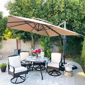 10ft Cantilever Patio Umbrella - 360° Rotation & Infinite Tilt, Outdoor Market Umbrella with Solution-Dyed Fade-Resistant Fabric & Aluminum Frame 10ft Cantilever Patio Umbrella - 360° Rotation & Infinite Tilt, Outdoor Market Umbrella with Solution-Dyed Fade-Resistant Fabric & Aluminum Frame