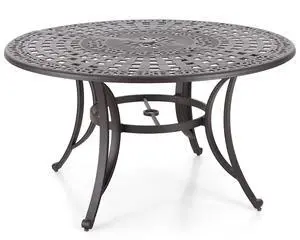 Outdoor Dining Table 6-Person Round Cast Aluminium, Patio Bistro Table with 2.2" Umbrella Hole for Porch Backyard, Bronze Outdoor Dining Table 6-Person Round Cast Aluminium, Patio Bistro Table with 2.2" Umbrella Hole for Porch Backyard, Bronze
