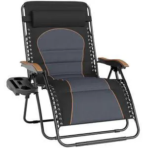 Oversized XXL Zero Gravity Chair Padded, Folding Lounge Chair Outdoor Gravity Chair with Wide Armrest and Cup Holder, Support 400 LBS, Black Oversized XXL Zero Gravity Chair Padded, Folding Lounge Chair Outdoor Gravity Chair with Wide Armrest and Cup Holder, Support 400 LBS, Black
