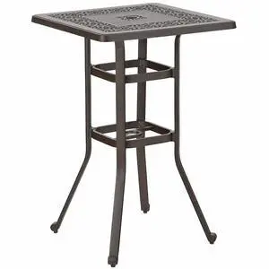 Cast Aluminium Patio Bar Height Table Square with 1.97" Umbrella Hole, Premium Bronze Outdoor Tall Pub Height Bistro Table for Porch Balcony Backyard Cast Aluminium Patio Bar Height Table Square with 1.97" Umbrella Hole, Premium Bronze Outdoor Tall Pub Height Bistro Table for Porch Balcony Backyard