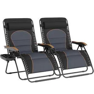 Oversized XXL Zero Gravity Chair Set of 2, Outdoor Recliner Folding Zero Gravity Lounge Chair Outdoor Gravity Chair with Free Cup Holder, Supports 400 LBS (Black) Oversized XXL Zero Gravity Chair Set of 2, Outdoor Recliner Folding Zero Gravity Lounge Chair Outdoor Gravity Chair with Free Cup Holder, Supports 400 LBS (Black)
