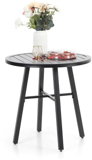 28" Patio Outdoor Bistro Table, Round Black Metal Side End Table, Small Portable Coffee Dining Table,Outdoor Furniture Table for Garden, Porch, Balcony, Yard 28" Patio Outdoor Bistro Table, Round Black Metal Side End Table, Small Portable Coffee Dining Table,Outdoor Furniture Table for Garden, Porch, Balcony, Yard