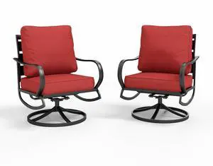2 Pieces Patio Furniture Sets Metal Sofa Chairs Patio Cushion Armchairs Swivel Sofa Chairs with Removable Cover for Garden Backyard Poolside Red 2 Pieces Patio Furniture Sets Metal Sofa Chairs Patio Cushion Armchairs Swivel Sofa Chairs with Removable Cover for Garden Backyard Poolside Red