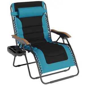 Oversized XXL Zero Gravity Chair, Padded Recliner Outdoor Gravity Chair with Free Cup Holder, Supports 400 LBS (Aqua) Oversized XXL Zero Gravity Chair, Padded Recliner Outdoor Gravity Chair with Free Cup Holder, Supports 400 LBS (Aqua)