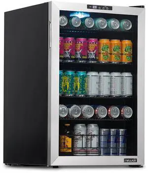 NewAir 160 Can Beverage Refrigerator | Freestanding Small Mini Fridge for Bedroom, Home Bar or Living Room | SplitShelf Storage, Digital Thermostat & LED Light | Stainless Steel NewAir 160 Can Beverage Refrigerator | Freestanding Small Mini Fridge for Bedroom, Home Bar or Living Room | SplitShelf Storage, Digital Thermostat & LED Light | Stainless Steel