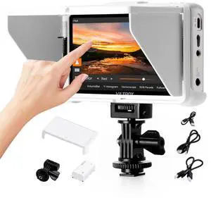 5.5 Inch Portable On-Camera Monitor, 4K Touchscreen HDMI Video Field Monitor, 1920×1080 Wide Viewing, Sunshade Hood, HDMI in and outputs, 3D LUTs (White) 5.5 Inch Portable On-Camera Monitor, 4K Touchscreen HDMI Video Field Monitor, 1920×1080 Wide Viewing, Sunshade Hood, HDMI in and outputs, 3D LUTs (White)