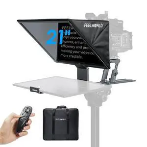 FEELWORLD TP21 21" Professional Teleprompter for Up to 21" DSLR Camera Tablet ipad Phone Video Record for Live Stream Interview Speech with Remote Control FEELWORLD TP21 21" Professional Teleprompter for Up to 21" DSLR Camera Tablet ipad Phone Video Record for Live Stream Interview Speech with Remote Control