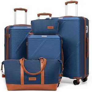 CONCEPTEN Luggage Sets 5 Piece, Hardside Spinner Suitcases with Wheels, Lightweight Carry On Luggage Set with TSA Lock, 20in 24in 28in ABS Hardshell Travel Set, Blue CONCEPTEN Luggage Sets 5 Piece, Hardside Spinner Suitcases with Wheels, Lightweight Carry On Luggage Set with TSA Lock, 20in 24in 28in ABS Hardshell Travel Set, Blue