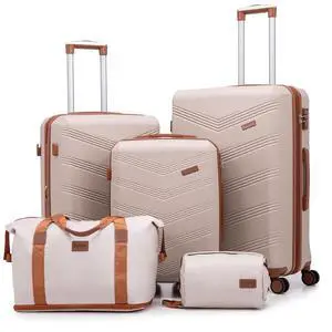 CONCEPTEN Expandable Hardshell Luggage Set 5 Piece, 22x14x9 Airline Approved Carry On, 20/24/28" Suitcase Set with TSA Lock, Spinner Wheels, ABS+PC (Beige) CONCEPTEN Expandable Hardshell Luggage Set 5 Piece, 22x14x9 Airline Approved Carry On, 20/24/28" Suitcase Set with TSA Lock, Spinner Wheels, ABS+PC (Beige)
