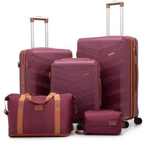 CONCEPTEN Expandable Hardshell Luggage Set 5 Piece, 22x14x9 Airline Approved Carry On, 20/24/28" Suitcase Set with TSA Lock, Spinner Wheels, ABS+PC (Red) CONCEPTEN Expandable Hardshell Luggage Set 5 Piece, 22x14x9 Airline Approved Carry On, 20/24/28" Suitcase Set with TSA Lock, Spinner Wheels, ABS+PC (Red)