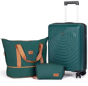 CONCEPTEN Luggage Sets,Suitcases with Wheels, Hardshell Suitcase Set, PP Carry on Luggage Set with TSA Lock, Travel Luggage (Dark Green, Bag Type) CONCEPTEN Luggage Sets,Suitcases with Wheels, Hardshell Suitcase Set, PP Carry on Luggage Set with TSA Lock, Travel Luggage (Dark Green, Bag Type)