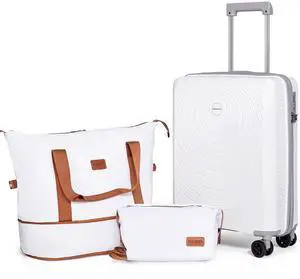 CONCEPTEN Luggage Sets,Suitcases with Wheels, Hardshell Suitcase Set, PP Carry on Luggage Set with TSA Lock, Travel Luggage (White, Bag Type) CONCEPTEN Luggage Sets,Suitcases with Wheels, Hardshell Suitcase Set, PP Carry on Luggage Set with TSA Lock, Travel Luggage (White, Bag Type)