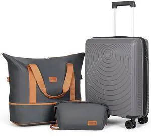 CONCEPTEN Luggage Sets,Suitcases with Wheels, Hardshell Suitcase Set, PP Carry on Luggage Set with TSA Lock, Travel Luggage (Grey, Bag Type) CONCEPTEN Luggage Sets,Suitcases with Wheels, Hardshell Suitcase Set, PP Carry on Luggage Set with TSA Lock, Travel Luggage (Grey, Bag Type)