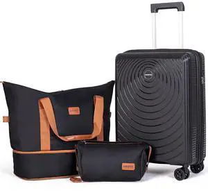 CONCEPTEN Luggage Sets,Suitcases with Wheels, Hardshell Suitcase Set, PP Carry on Luggage Set with TSA Lock, Travel Luggage (Black, Bag Type) CONCEPTEN Luggage Sets,Suitcases with Wheels, Hardshell Suitcase Set, PP Carry on Luggage Set with TSA Lock, Travel Luggage (Black, Bag Type)