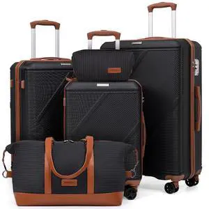 CONCEPTEN Luggage Sets 5 Piece, Hardside Spinner Suitcases with Wheels, Lightweight Carry On Luggage Set with TSA Lock, 20in 24in 28in ABS Hardshell Travel Set, Black CONCEPTEN Luggage Sets 5 Piece, Hardside Spinner Suitcases with Wheels, Lightweight Carry On Luggage Set with TSA Lock, 20in 24in 28in ABS Hardshell Travel Set, Black