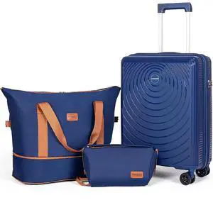 CONCEPTEN Luggage Sets,Suitcases with Wheels, Hardshell Suitcase Set, PP Carry on Luggage Set with TSA Lock, Travel Luggage (Dark Blue, Bag Type) CONCEPTEN Luggage Sets,Suitcases with Wheels, Hardshell Suitcase Set, PP Carry on Luggage Set with TSA Lock, Travel Luggage (Dark Blue, Bag Type)