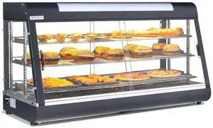 ROVSUN 48" Food Warmer Pizza Warmer Countertop, 3-Tier Food Warmer Display Pretzel Warmer w/LED Adjustable Removable Shelves Front & Rear Doors, Pastry Display Case for Buffet Restaurant, 1800W ROVSUN 48" Food Warmer Pizza Warmer Countertop, 3-Tier Food Warmer Display Pretzel Warmer w/LED Adjustable Removable Shelves Front & Rear Doors, Pastry Display Case for Buffet Restaurant, 1800W