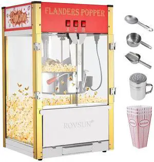 ROVSUN Popcorn Machine with 16 Ounce Kettle ETL Certified, Vintage Popcorn Maker Commercial Popcorn Machine Countertop w/Stainless Steel Scoop, Oil Spoon & 3 Popcorn Cups for Home Movie Theater, Red ROVSUN Popcorn Machine with 16 Ounce Kettle ETL Certified, Vintage Popcorn Maker Commercial Popcorn Machine Countertop w/Stainless Steel Scoop, Oil Spoon & 3 Popcorn Cups for Home Movie Theater, Red