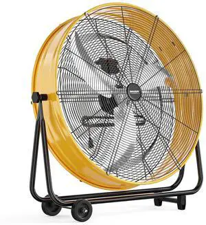 ROVSUN 30 Inch High Velocity Drum Fan, 13000CFM Industrial Metal Floor Fan with Handle, Heavy Duty, 3-Speed, 360° Tilt, Air Circulator for Shop, Garage, Gym, Barn, Commercial, UL Listed, Yellow ROVSUN 30 Inch High Velocity Drum Fan, 13000CFM Industrial Metal Floor Fan with Handle, Heavy Duty, 3-Speed, 360° Tilt, Air Circulator for Shop, Garage, Gym, Barn, Commercial, UL Listed, Yellow