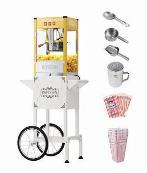 ROVSUN Popcorn Machine with Cart & 8 Oz Kettle Makes Up to 32 Cups, Movie Theater Style Popcorn Maker with Stainless Steel Scoop, Oil Spoon & 3 Popcorn Cups for Commercial Home Party, ETL, Golden ROVSUN Popcorn Machine with Cart & 8 Oz Kettle Makes Up to 32 Cups, Movie Theater Style Popcorn Maker with Stainless Steel Scoop, Oil Spoon & 3 Popcorn Cups for Commercial Home Party, ETL, Golden