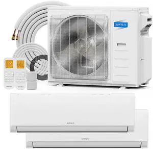 ROVSUN 2 Zone 38000 BTU (24K/24K) Mini Split AC/Heating System, 20 SEER2 Dual Zone Ductless Wall Mounted Air Conditioner with Pre-Charged Condenser, Heat Pump & 25Ft Line Set, 208-230V ROVSUN 2 Zone 38000 BTU (24K/24K) Mini Split AC/Heating System, 20 SEER2 Dual Zone Ductless Wall Mounted Air Conditioner with Pre-Charged Condenser, Heat Pump & 25Ft Line Set, 208-230V