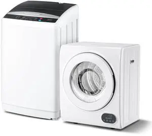 ROVSUN 25LBS Full Automatic Washing Machine and 1.5CuFt Portable Clothes Dryer Set, Compact Laundry Washer and Dryer Combo Set with Stainless Steel Inner Tub, for Apartment, Dorms, Home ROVSUN 25LBS Full Automatic Washing Machine and 1.5CuFt Portable Clothes Dryer Set, Compact Laundry Washer and Dryer Combo Set with Stainless Steel Inner Tub, for Apartment, Dorms, Home
