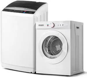 ROVSUN 25LBS Full Automatic Washing Machine and 1.8CuFt Portable Clothes Dryer Set, Compact Laundry Washer and Dryer Combo Set with Stainless Steel Inner Tub, for Apartment, Dorms, Home ROVSUN 25LBS Full Automatic Washing Machine and 1.8CuFt Portable Clothes Dryer Set, Compact Laundry Washer and Dryer Combo Set with Stainless Steel Inner Tub, for Apartment, Dorms, Home