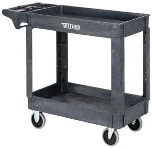 TUFFIOM Plastic Service Utility Cart with Wheels,550lbs Capacity,Heavy Duty Tub Storage Cart W/Deep Shelves, Multipurpose Rolling 2-Tier Mobile Storage Organizer, for Warehouse Garage Industrial Cart TUFFIOM Plastic Service Utility Cart with Wheels,550lbs Capacity,Heavy Duty Tub Storage Cart W/Deep Shelves, Multipurpose Rolling 2-Tier Mobile Storage Organizer, for Warehouse Garage Industrial Cart