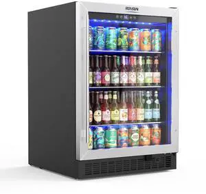ROVSUN 24'' Beverage Refrigerator Cooler with Touch Panel & Adjustable Shelf, Undercounter Beverage and Wine Cooler Refrigerator for Soda Beer, Built-in or Freestanding for Home Office Kitchen or Bar ROVSUN 24'' Beverage Refrigerator Cooler with Touch Panel & Adjustable Shelf, Undercounter Beverage and Wine Cooler Refrigerator for Soda Beer, Built-in or Freestanding for Home Office Kitchen or Bar