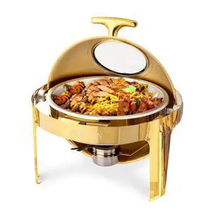 ROVSUN 6 QT Chafing Dishes for Buffet, Roll Top Chafing Dish Buffet Set, Stainless Steel Buffet Warmer Chafers and Buffet Warmers Sets for Catering Events Parties Weddings Dinners,Gold ROVSUN 6 QT Chafing Dishes for Buffet, Roll Top Chafing Dish Buffet Set, Stainless Steel Buffet Warmer Chafers and Buffet Warmers Sets for Catering Events Parties Weddings Dinners,Gold