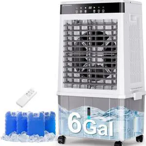 Swamp Cooler Air Conditioner,3000CFM Portable Evaporative Air Cooler,Cooling Fan for Room Garage Patio Outdoor Indoor,6 Gal Water Tank,3 Speeds,4 Ice Boxes,12H Timer,Remote Use White Swamp Cooler Air Conditioner,3000CFM Portable Evaporative Air Cooler,Cooling Fan for Room Garage Patio Outdoor Indoor,6 Gal Water Tank,3 Speeds,4 Ice Boxes,12H Timer,Remote Use White