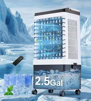 AKIRES 1500CFM Swamp Cooler,Evaporative Air Cooler with 2.5-Gal Water Tank, 4 Ice Packs, Portable Air Conditioners with Remote Control,12H Timer,Evaporative Cooler for Indoor,Outdoor Use (26IN) AKIRES 1500CFM Swamp Cooler,Evaporative Air Cooler with 2.5-Gal Water Tank, 4 Ice Packs, Portable Air Conditioners with Remote Control,12H Timer,Evaporative Cooler for Indoor,Outdoor Use (26IN)