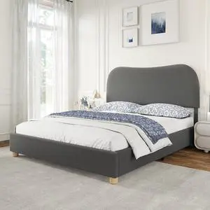 AMERLIFE Queen Size Upholstered Boucle Bed Frame, Soft Cloud Platform Bed with Adjustable Headboard, Modern Design, Rounded Corners, Rubberwood Legs, No Box Spring Needed, Easy Assembly, Charcoal Gray AMERLIFE Queen Size Upholstered Boucle Bed Frame, Soft Cloud Platform Bed with Adjustable Headboard, Modern Design, Rounded Corners, Rubberwood Legs, No Box Spring Needed, Easy Assembly, Charcoal Gray