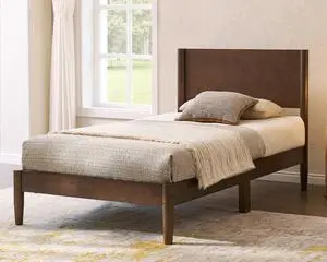 AMERLIFE Solid Wood Twin Bed Frame, Mid Century Modern Platform Bed with Full Panel Headboard, Noise-Free & Cylindrical Legs, No Box Spring Needed, Under-Bed Storage, Dark Walnut AMERLIFE Solid Wood Twin Bed Frame, Mid Century Modern Platform Bed with Full Panel Headboard, Noise-Free & Cylindrical Legs, No Box Spring Needed, Under-Bed Storage, Dark Walnut