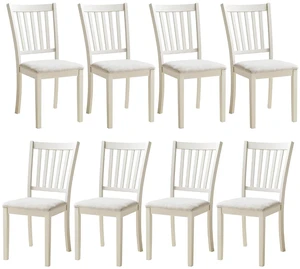 Dining Chairs Set of 8, Farmhouse Upholstered Kitchen Dining Chairs with Curved Backrests, Padded Dining Room Chairs with Solid Wood Legs, Rustic Cream Dining Chairs Set of 8, Farmhouse Upholstered Kitchen Dining Chairs with Curved Backrests, Padded Dining Room Chairs with Solid Wood Legs, Rustic Cream