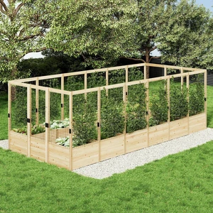 Raised Garden Bed with Deer Proof Fence, 7.5Wx17Dx6H Outdoor Wooden Raised Garden Bed Planter with 19" Depth Planter Box Raised Garden Bed with Deer Proof Fence, 7.5Wx17Dx6H Outdoor Wooden Raised Garden Bed Planter with 19" Depth Planter Box