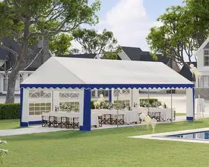 13x26 FT Party Tent with Sidewalls, Large Heavy-Duty Tent for Parties/Carport, Carpas para Fiestas Easy Set Up, Waterproof Outdoor Event Canopy, Weddings, Patio Camping Gazebo, Blue & White 13x26 FT Party Tent with Sidewalls, Large Heavy-Duty Tent for Parties/Carport, Carpas para Fiestas Easy Set Up, Waterproof Outdoor Event Canopy, Weddings, Patio Camping Gazebo, Blue & White