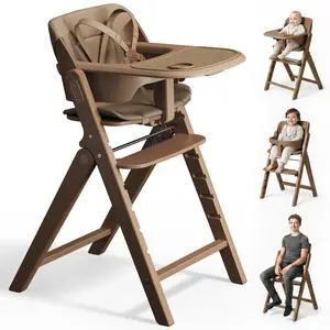 Mamazing GrowPod Pro Wooden Baby High Chair for 6 Months to 220lbs, Easy to Clean with Tray, Compact Foldable Highchair for Kitchen & Dining Room, with 5-Point Safety Harnesses and Guard Bar Mamazing GrowPod Pro Wooden Baby High Chair for 6 Months to 220lbs, Easy to Clean with Tray, Compact Foldable Highchair for Kitchen & Dining Room, with 5-Point Safety Harnesses and Guard Bar