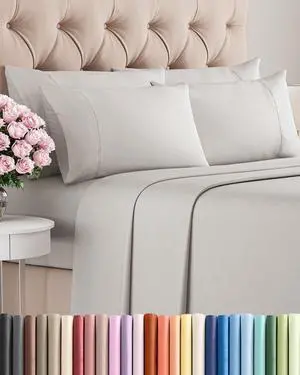 King 6 Piece Sheet Set - Comfy Breathable & Cooling - Ultra-Soft Hotel Luxury Bedding Set w/ 8-16 Inch Deep Pockets - 1 Flat & 1 Fitted Sheet & 4 Pillowcases - Wrinkle Free & Easy Care - French Grey King 6 Piece Sheet Set - Comfy Breathable & Cooling - Ultra-Soft Hotel Luxury Bedding Set w/ 8-16 Inch Deep Pockets - 1 Flat & 1 Fitted Sheet & 4 Pillowcases - Wrinkle Free & Easy Care - French Grey