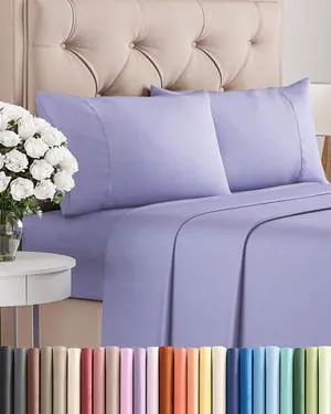 Twin 4 Piece Sheet Set - Comfy Breathable & Cooling - Ultra Soft Hotel Luxury Bedding Set w/ 8-16 Inch Deep Pockets - 1 Flat & 1 Fitted Sheet & 2 Pillowcases - Wrinkle Free and Easy Care - Lavender Twin 4 Piece Sheet Set - Comfy Breathable & Cooling - Ultra Soft Hotel Luxury Bedding Set w/ 8-16 Inch Deep Pockets - 1 Flat & 1 Fitted Sheet & 2 Pillowcases - Wrinkle Free and Easy Care - Lavender
