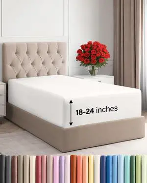 Extra Deep Twin XL Fitted Sheet - College Dorm Bed Single Fitted Sheet Only w/Extra Deep Pockets - Ultra-Soft & Breathable - Easily Fits 18 to 24 inch Mattress - Wrinkle & Fade Free - Antique White Extra Deep Twin XL Fitted Sheet - College Dorm Bed Single Fitted Sheet Only w/Extra Deep Pockets - Ultra-Soft & Breathable - Easily Fits 18 to 24 inch Mattress - Wrinkle & Fade Free - Antique White