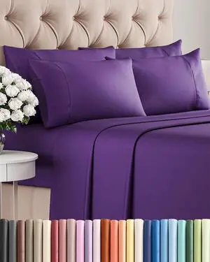 Cal King 6 Piece Sheet Set - Comfy Breathable & Cooling - Ultra-Soft Hotel Luxury Bedding Set with 8-16 Inch Deep Pockets - 1 Flat & 1 Fitted Sheet & 4 Pillowcases - Wrinkle Free & Easy Care - Purple Cal King 6 Piece Sheet Set - Comfy Breathable & Cooling - Ultra-Soft Hotel Luxury Bedding Set with 8-16 Inch Deep Pockets - 1 Flat & 1 Fitted Sheet & 4 Pillowcases - Wrinkle Free & Easy Care - Purple
