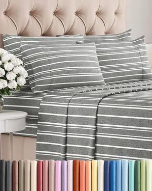 King 6 Piece Sheet Set - Comfy Breathable & Cooling - Soft Hotel Luxury Bedding Set with 8-16 Inch Deep Pockets - 1 Flat & 1 Fitted Sheet & 4 Pillowcases - Wrinkle Free & Easy Care - Grey Stripes 3 King 6 Piece Sheet Set - Comfy Breathable & Cooling - Soft Hotel Luxury Bedding Set with 8-16 Inch Deep Pockets - 1 Flat & 1 Fitted Sheet & 4 Pillowcases - Wrinkle Free & Easy Care - Grey Stripes 3