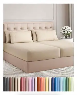 Split King 7 Piece Sheet Set - Comfy Breathable & Cooling - Ultra-Soft Hotel Luxury Bedding Set w/ 8-16 Inch Deep Pockets - 1 Flat & 2 Fitted Sheet & 4 Pillowcases - Wrinkle Free & Easy Care - Wheat Split King 7 Piece Sheet Set - Comfy Breathable & Cooling - Ultra-Soft Hotel Luxury Bedding Set w/ 8-16 Inch Deep Pockets - 1 Flat & 2 Fitted Sheet & 4 Pillowcases - Wrinkle Free & Easy Care - Wheat