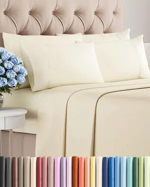 Cal King 6 Piece Sheet Set - Comfy Breathable & Cooling - Ultra Soft Hotel Luxury Bedding Set w/ 8-16 Inch Deep Pockets - 1 Flat & 1 Fitted Sheet & 4 Pillowcases - Wrinkle Free & Easy Care - Off White Cal King 6 Piece Sheet Set - Comfy Breathable & Cooling - Ultra Soft Hotel Luxury Bedding Set w/ 8-16 Inch Deep Pockets - 1 Flat & 1 Fitted Sheet & 4 Pillowcases - Wrinkle Free & Easy Care - Off White