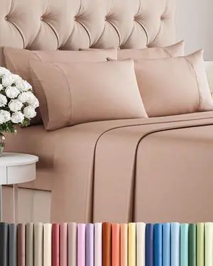 Cal King 6 Piece Sheet Set - Comfy Breathable & Cooling - Ultra-Soft Hotel Luxury Bedding Set with 8-16 Inch Deep Pockets - 1 Flat & 1 Fitted Sheet & 4 Pillowcases - Wrinkle Free & Easy Care - Mauve Cal King 6 Piece Sheet Set - Comfy Breathable & Cooling - Ultra-Soft Hotel Luxury Bedding Set with 8-16 Inch Deep Pockets - 1 Flat & 1 Fitted Sheet & 4 Pillowcases - Wrinkle Free & Easy Care - Mauve