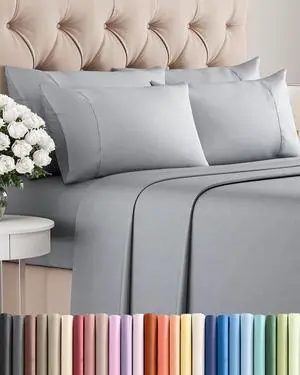 King 6 Piece Sheet Set - Comfy Breathable & Cooling - Ultra-Soft Hotel Luxury Bedding Set with 8-16 Inch Deep Pockets - 1 Flat & 1 Fitted Sheet & 4 Pillowcases - Wrinkle Free & Easy Care - Steel Blue King 6 Piece Sheet Set - Comfy Breathable & Cooling - Ultra-Soft Hotel Luxury Bedding Set with 8-16 Inch Deep Pockets - 1 Flat & 1 Fitted Sheet & 4 Pillowcases - Wrinkle Free & Easy Care - Steel Blue
