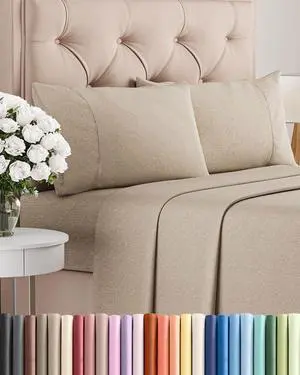 Cal King Size 4 Piece Sheet Set - Comfy Breathable & Cooling Sheets - Hotel Luxury Bed Sheets for Women & Men - Deep Pockets, Easy-Fit, Soft & Wrinkle Free Sheets - Heathered Beige Oeko-Tex Bed Sheets Cal King Size 4 Piece Sheet Set - Comfy Breathable & Cooling Sheets - Hotel Luxury Bed Sheets for Women & Men - Deep Pockets, Easy-Fit, Soft & Wrinkle Free Sheets - Heathered Beige Oeko-Tex Bed Sheets